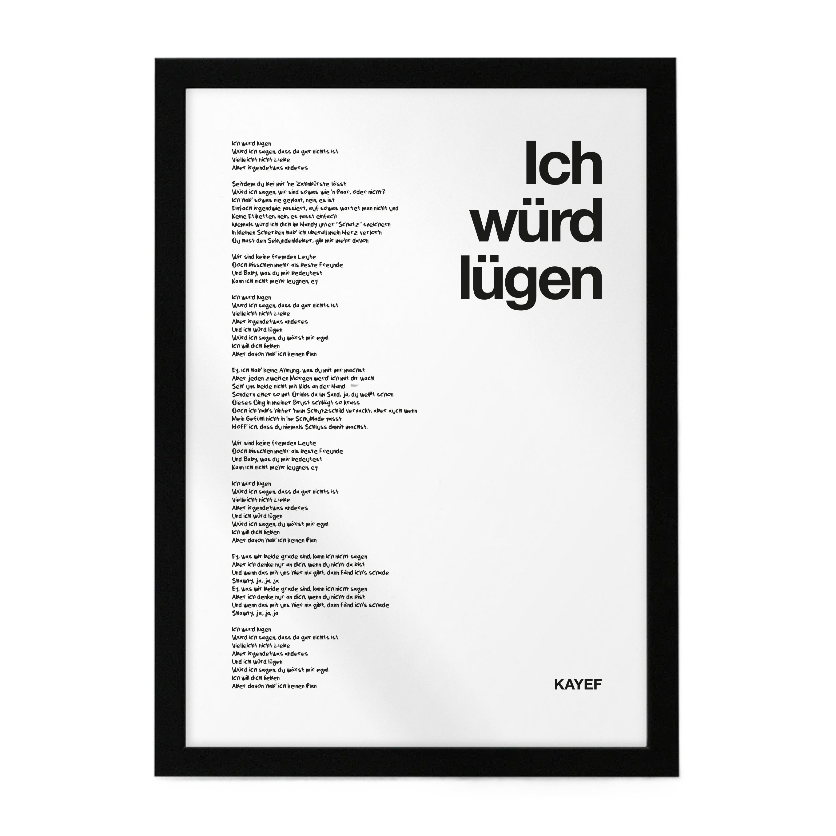 ICH WÜRD LÜGEN Lyrics Poster