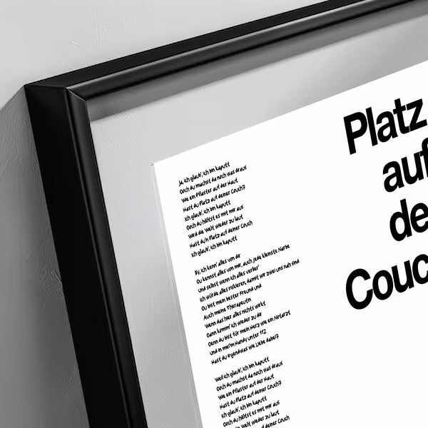 PLATZ AUF DER COUCH Lyrics Poster